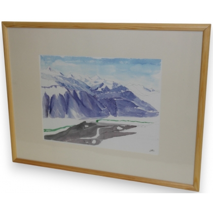 Aquarelle "Montagnes", signé JC  sur Moinat SA  - Antiquités décoration -  Gouaches, Aquarelles, Pastels