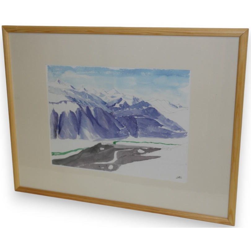 Aquarelle "Montagnes", signé JC  sur Moinat SA  - Antiquités décoration -  Gouaches, Aquarelles, Pastels