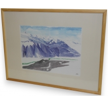 Aquarelle "Montagnes", signé JC