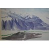 Aquarelle "Montagnes", signé JC  sur Moinat SA  - Antiquités décoration -  Gouaches, Aquarelles, Pastels