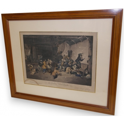 Coloured engraving entitled "Blind Man's Buff" by Moinat SA – Antiques and decorative items – Engravings, lithographs