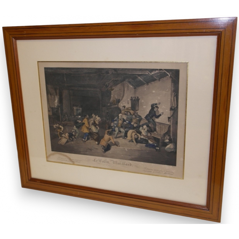 Coloured engraving entitled "Blind Man's Buff" by Moinat SA – Antiques and decorative items – Engravings, lithographs