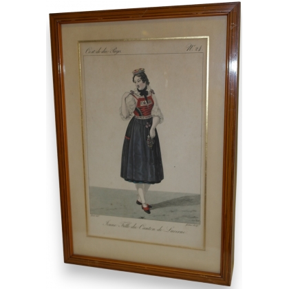 Engraving: ‘Young Girl from the Canton of Sur’ by Moinat SA – Antiques and Decor