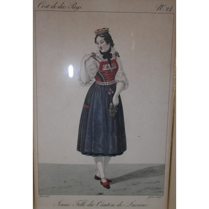 Engraving: ‘Young Girl from the Canton of Sur’ by Moinat SA – Antiques and Decor