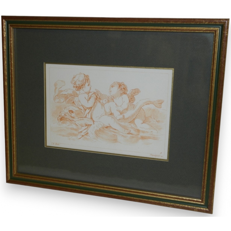 Reproduction of a red chalk drawing entitled ‘Angels’ by Moinat SA – Antiques and Decorative Arts