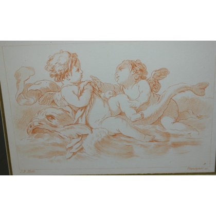 Reproduction of a red chalk drawing entitled ‘Angels’ by Moinat SA – Antiques and Decorative Arts
