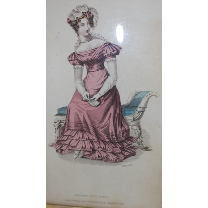 Gravure de mode "Evening full dress" La  sur Moinat SA  - Antiquités décoration -  Gravures, Lithos