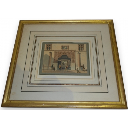 Engraving ‘Basel, the Post Office (Gerbergasse)’ by Moinat SA – Antiques and decorative items – Engravings, lithographs
