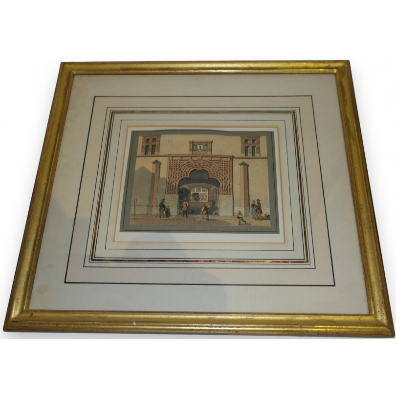 Gravure "Bâle, la poste (Gerbergasse)"  sur Moinat SA  - Antiquités décoration -  Gravures, Lithos