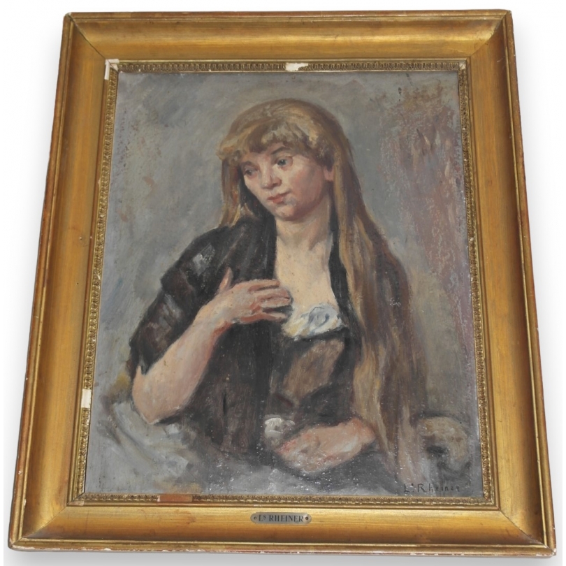 Paintings | Oil on panel, ‘Young Woman’, signed Moinat SA  – Antiques and home décor