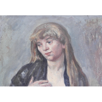 Paintings | Oil on panel, ‘Young Woman’, signed Moinat SA  – Antiques and home décor