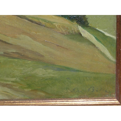 Peintures | Huile sur toile "La maison isolée" Moinat SA  - Antiquités décoration
