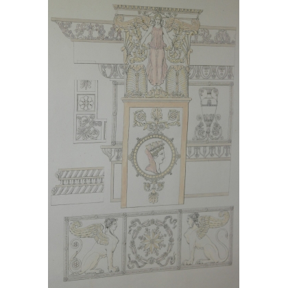 Gravure "Entablement, Chapiteau et  sur Moinat SA  - Antiquités décoration -  Gravures, Lithos