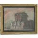 Watercolor "Italian Temple", gilt frame.