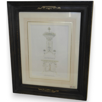 Watercolour engraving ‘Plant Stand and Table’ by Moinat SA – Antiques and home décor – Engravings, lithographs