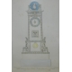 Gravure aquarellée "Pendule" par PERCIER