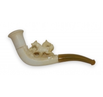 Pipe en écume de mer sculpté "Chevaux"
