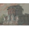 Acuarela «Templo italiano» con marco dorado.  en Moinat SA  - Antigüedades y decoración -  Gouaches, acuarelas, pasteles