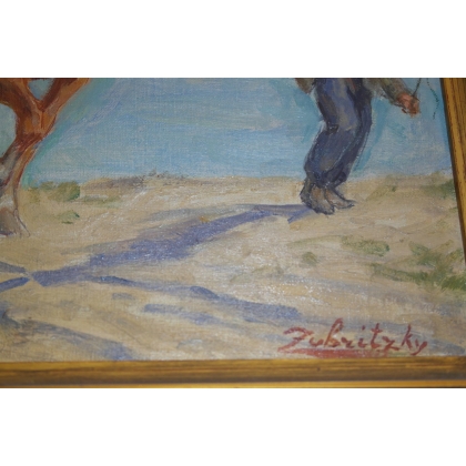 Paintings | Oil on canvas "Horse with a Moinat SA" – Antiques and home décor