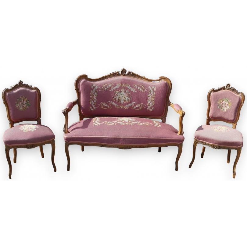 Salon Napoléon III 1 canapé, 2 chaises