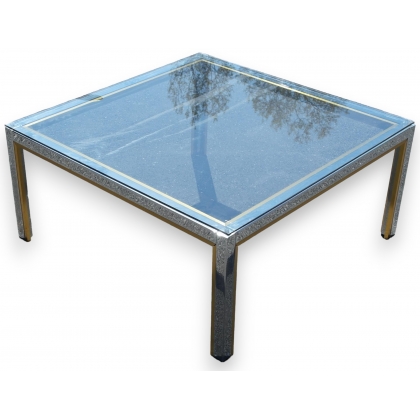  Table basse en laiton chromée et sur  Moinat SA  - Antiquités décoration