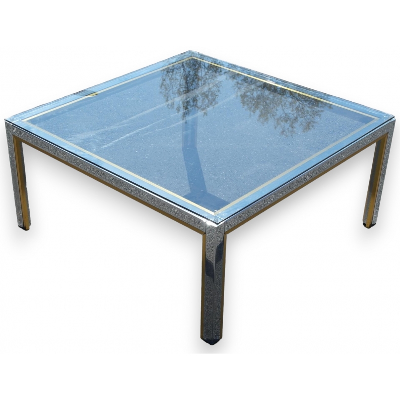 Table basse en laiton chromée et sur  Moinat SA  - Antiquités décoration