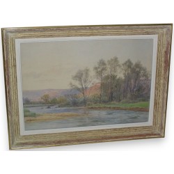 Acuarela «Vista del Ródano».  de Moinat SA  - Antigüedades y decoración -  Gouaches, acuarelas, pasteles