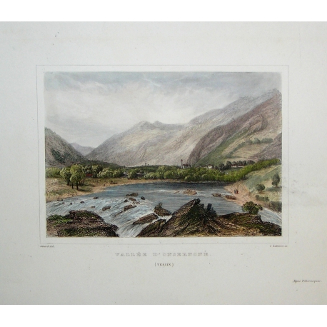 Coloured engraving ‘Onsernone Valley’ by Moinat SA – Antiques and decorative items – Engravings, lithographs