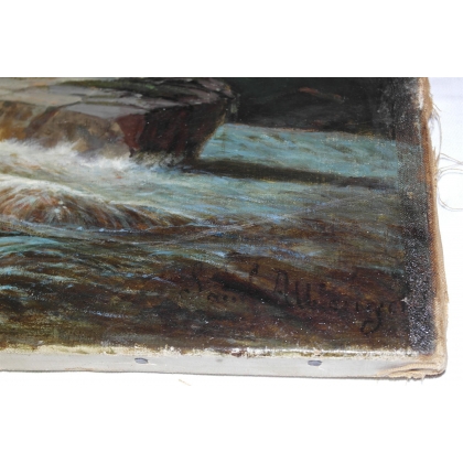 Paintings | Oil on canvas ‘Mountain River’ Moinat SA  – Antiques and home décor