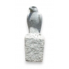 Chien de Fô en marbre blanc sculpté