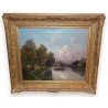 Huile sur toile "Barque sur une