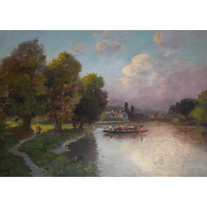 Paintings | Oil on canvas "Boat on a Moinat SA" – Antiques and home décor