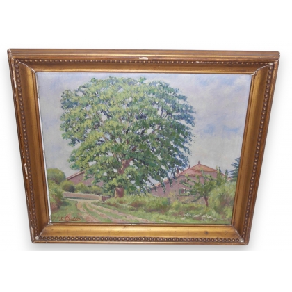 Huile sur toile \"paysage de campagne\"