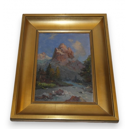 Tableau \"Alpes Bernoises\" signé G. DJAKELI
