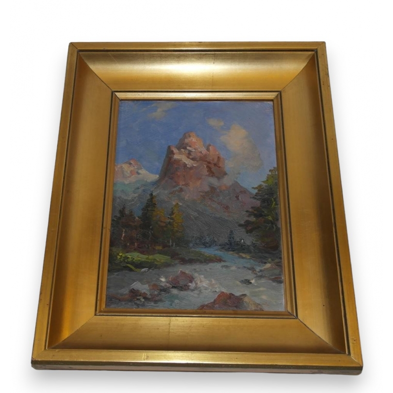 Paintings | Oil on paper ‘Bernese Alps’ Moinat SA  – Antiques and home décor