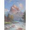 Paintings | Oil on paper ‘Bernese Alps’ Moinat SA  – Antiques and home décor