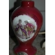 Petite lampe en porcelaine rouge décor