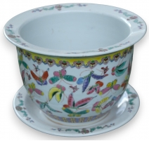 Cache-pot avec soucoupe en porcelaine