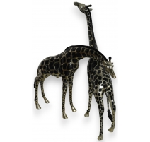 Paire de girafes en bronze argenté