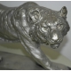 Tigre en bronze argenté sur socle en mabre