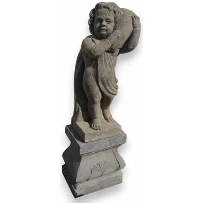 Sculpture en pierre "enfant automne"