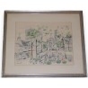  Dessin au fusain et aquarelle "Place du sur  Moinat SA  - Antiquités décoration