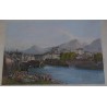 Coloured engraving ‘Geneva on the banks of the Rhône’ by Moinat SA – Antiques and decorative items – Engravings, lithographs