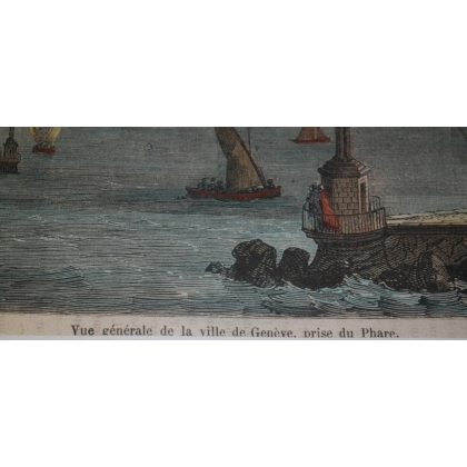 Coloured engraving ‘General view of Moinat SA’ – Antiques and decorative items – Engravings, lithographs