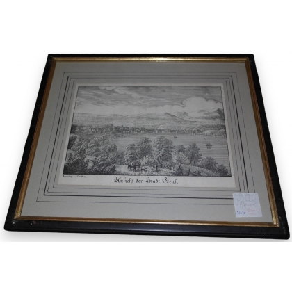 Engraving ‘Ansicht der Stadt Genf’ by Moinat SA – Antiques and decorative items – Engravings, lithographs