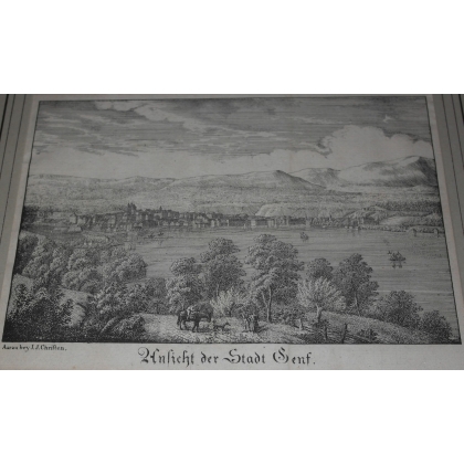 Engraving ‘Ansicht der Stadt Genf’ by Moinat SA – Antiques and decorative items – Engravings, lithographs