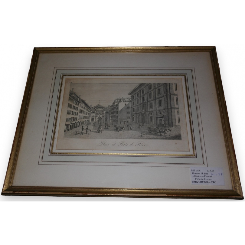 Gravure "Place et Porte de Rive" de P.