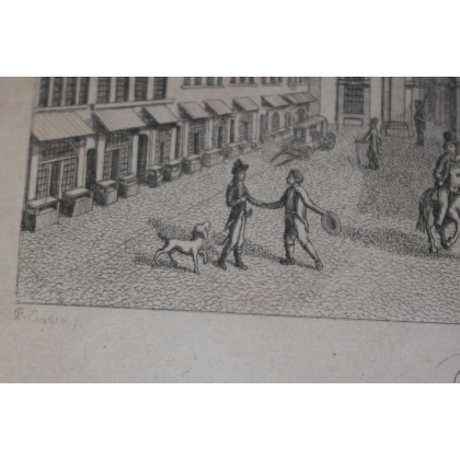 Engraving ‘Place et Porte de Rive’ by P. on Moinat SA – Antiques and decorative items – Engravings, lithographs