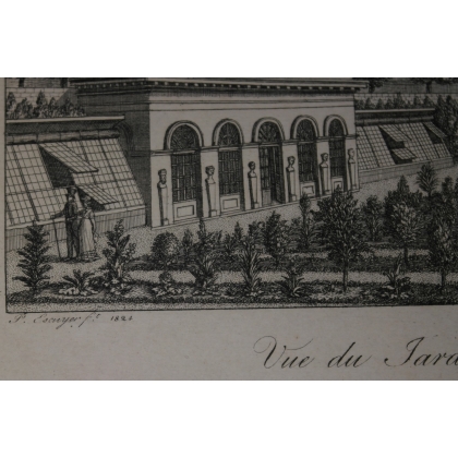 Engraving: ‘View of the Jardin des Plantes’, by Moinat SA – Antiques and decorative items – Engravings, lithographs