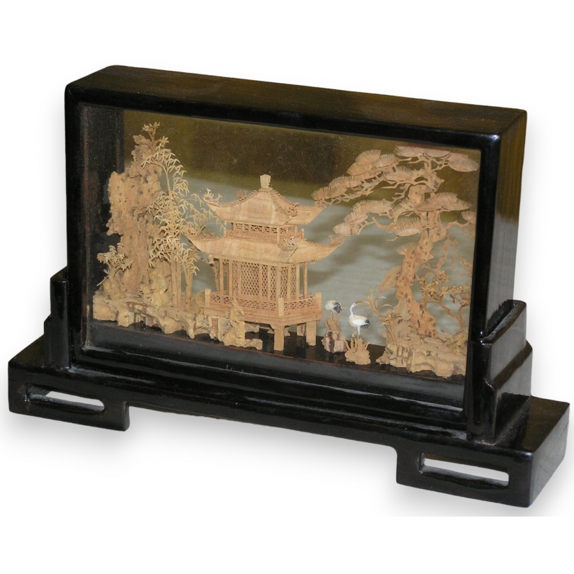 'Temple' bas-relief, made of cork, by Moinat SA – Antiques and home décor
